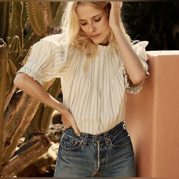 DÔEN Striped Darien Top in Striped Chambray - Picture 2 of 7